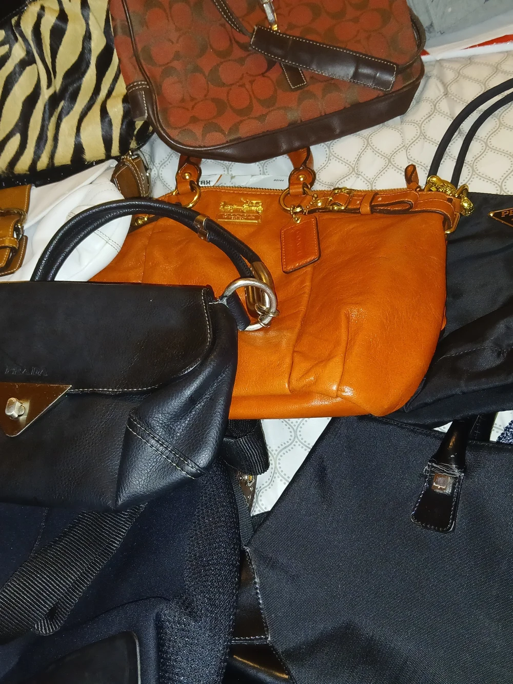 Coach Pebbled Leather Satchel in Saddle Orange